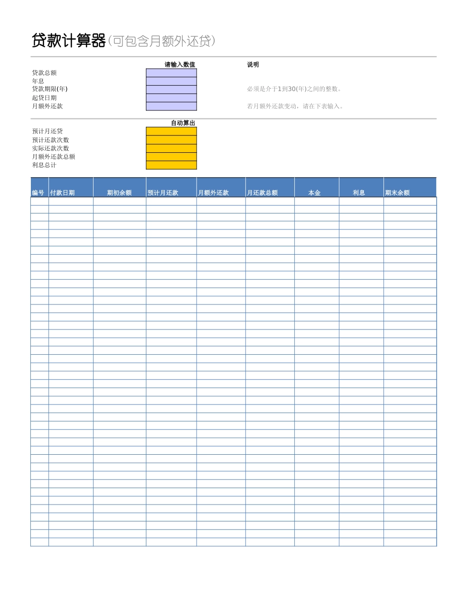 贷款计算器表格.xls_第1页