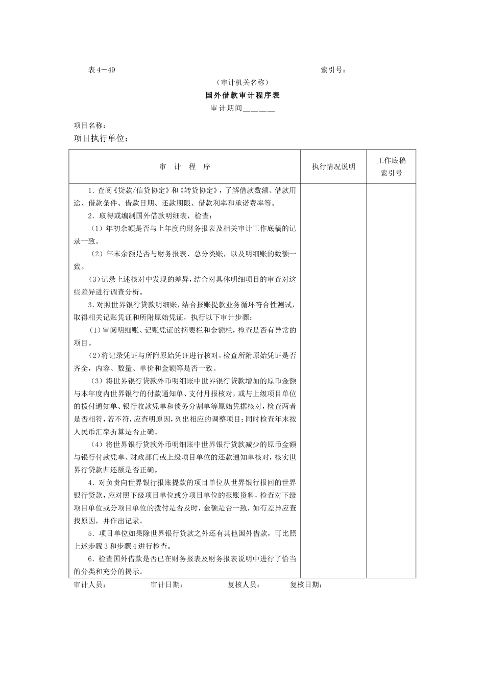 12项目借款-1国外借款审计程序表.doc_第1页