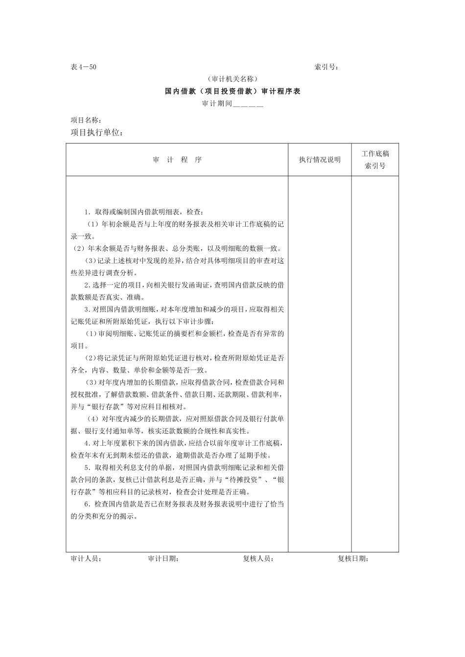 12项目借款-2国内借款审计程序表.doc_第1页