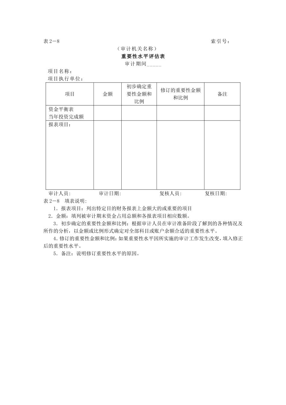 审计准备-5重要性水平评估表.doc_第1页