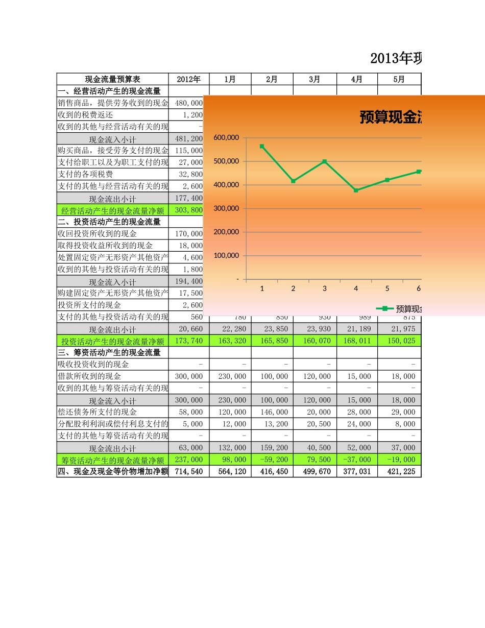 预算现金流量表.xlsx_第1页