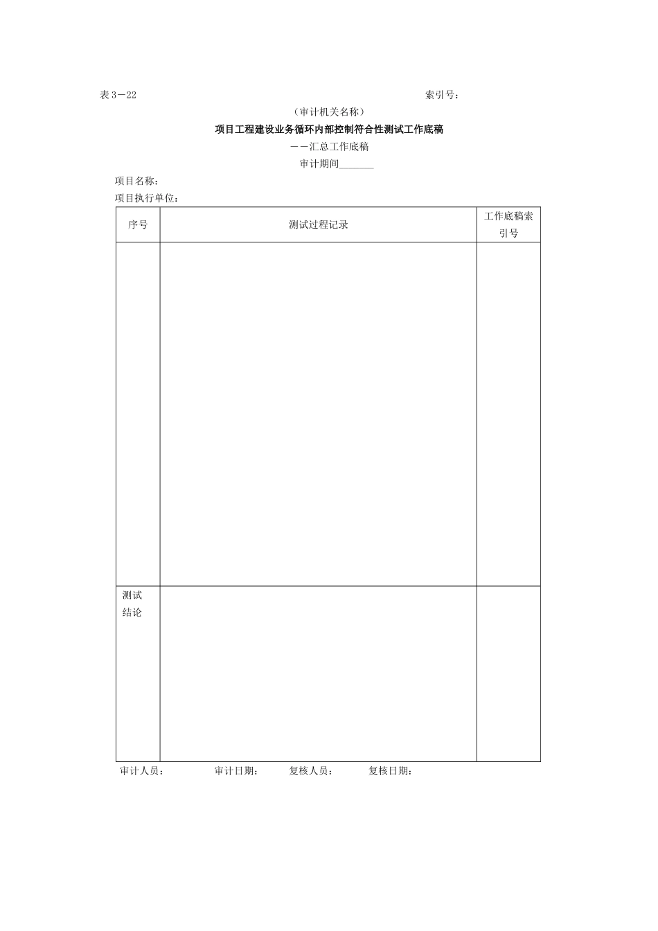 项目工程-3项目工程建设业务循环符合性测试工作底稿.doc_第1页