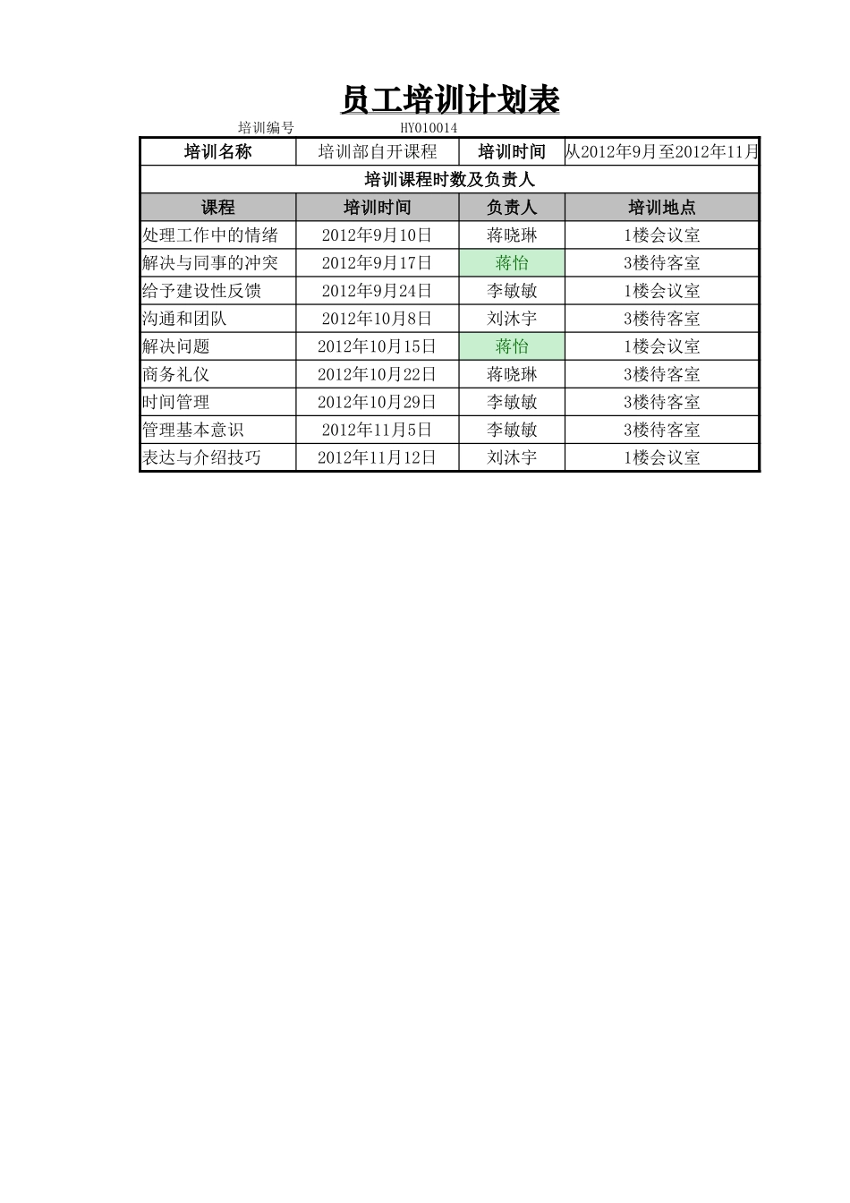 员工培训计划表.xlsx_第1页