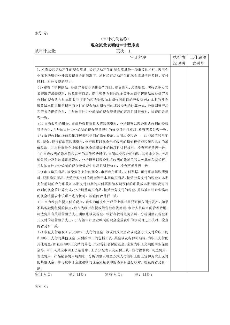 现金流量表明细审计程序表@.doc_第1页