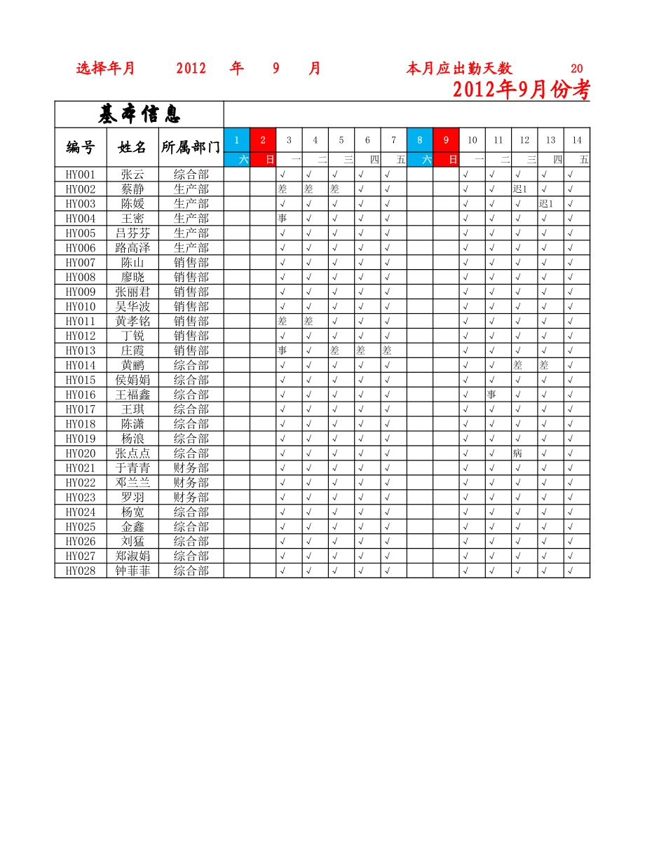 员工考勤统计表.xlsx_第1页
