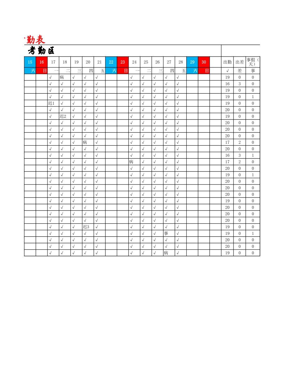 员工考勤统计表.xlsx_第2页