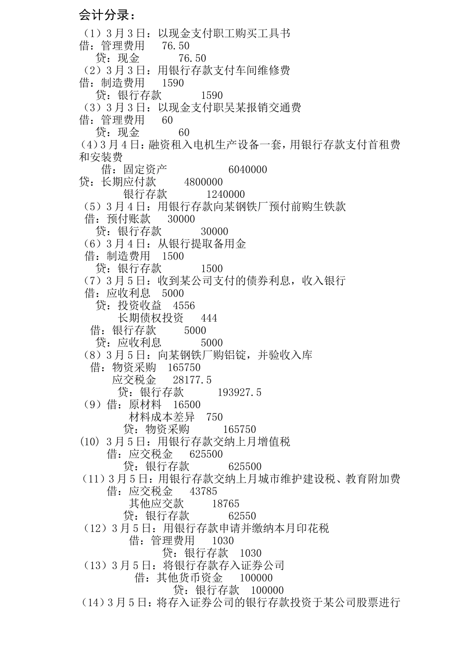 毕业作业-(150个会计分录).doc_第1页