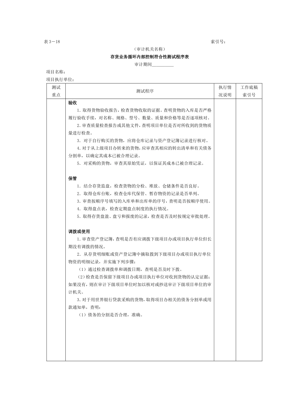 存货-2存货业务循环内部控制符合性测试程序表.doc_第1页