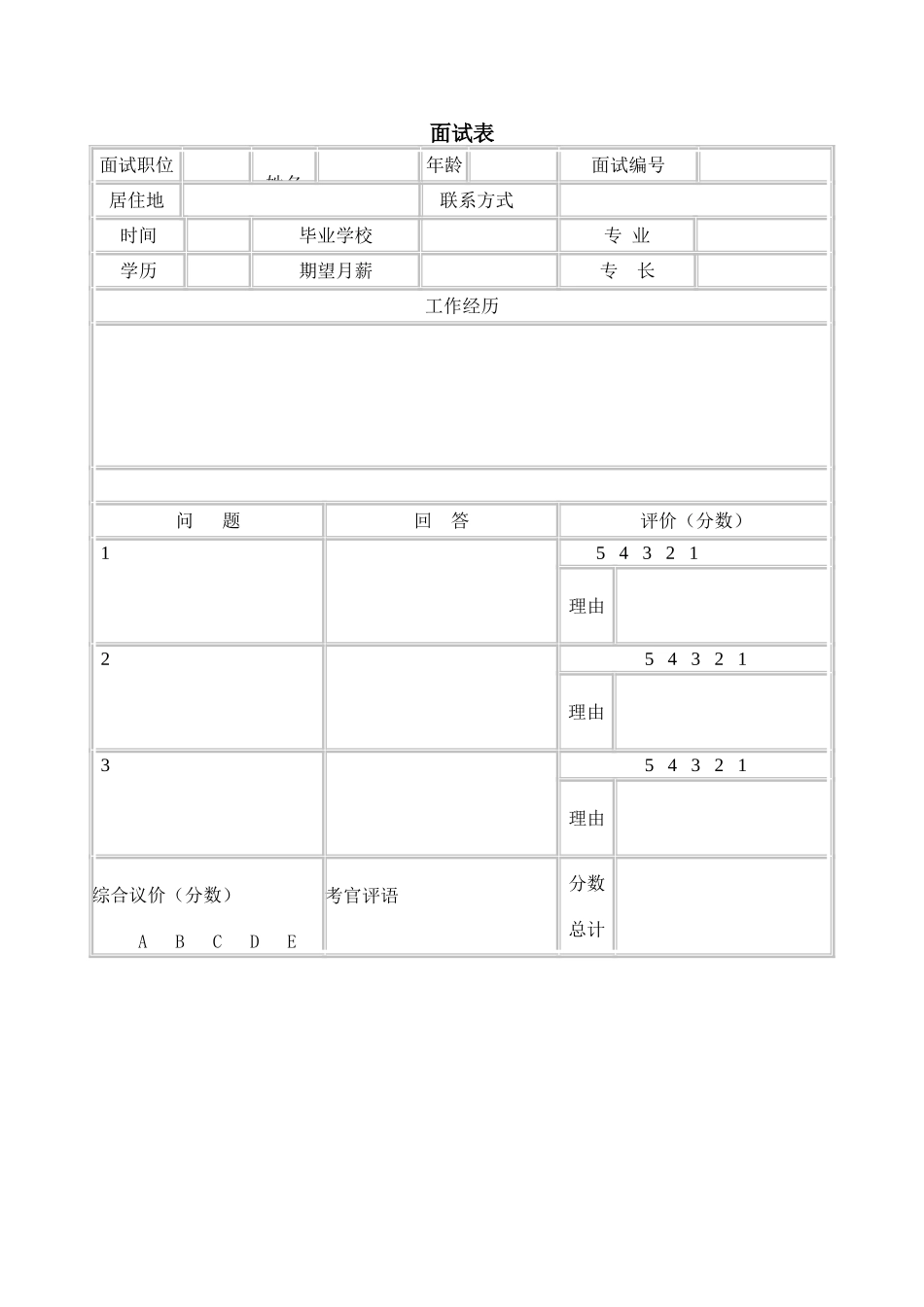 2、员工面试表.doc_第1页