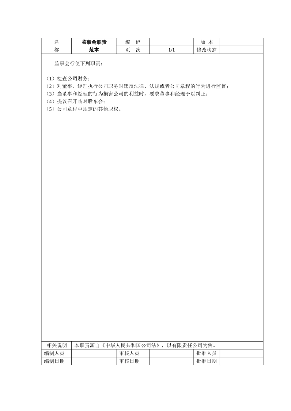 4、监事会-职责范本.doc_第1页