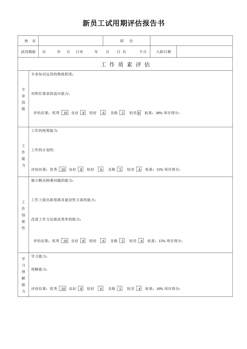 新员工试用期评估报告书.docx_第1页