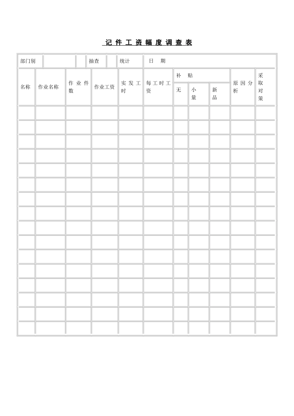 记件工资幅度调查表.doc_第1页