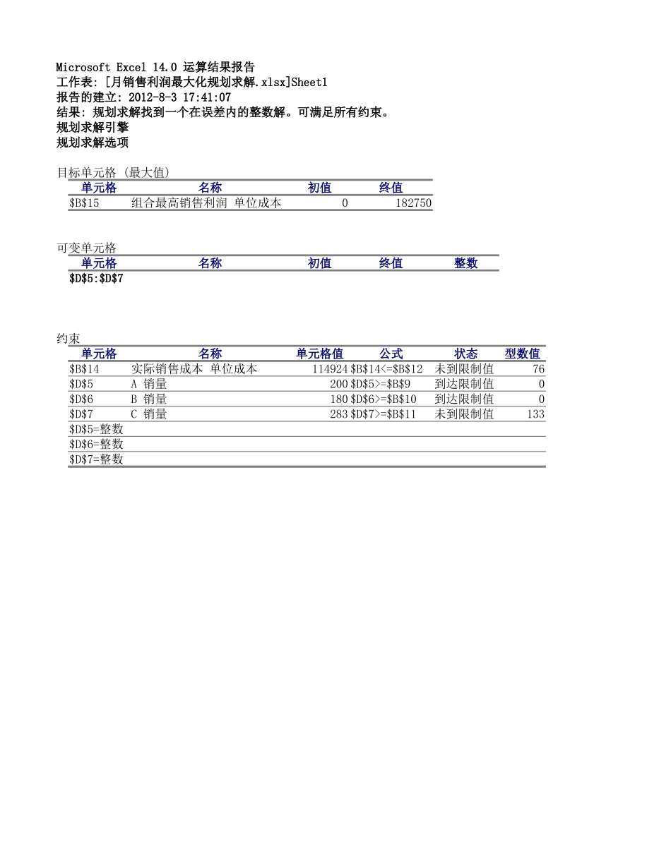 利润最化营销方案求解.xlsx_第1页