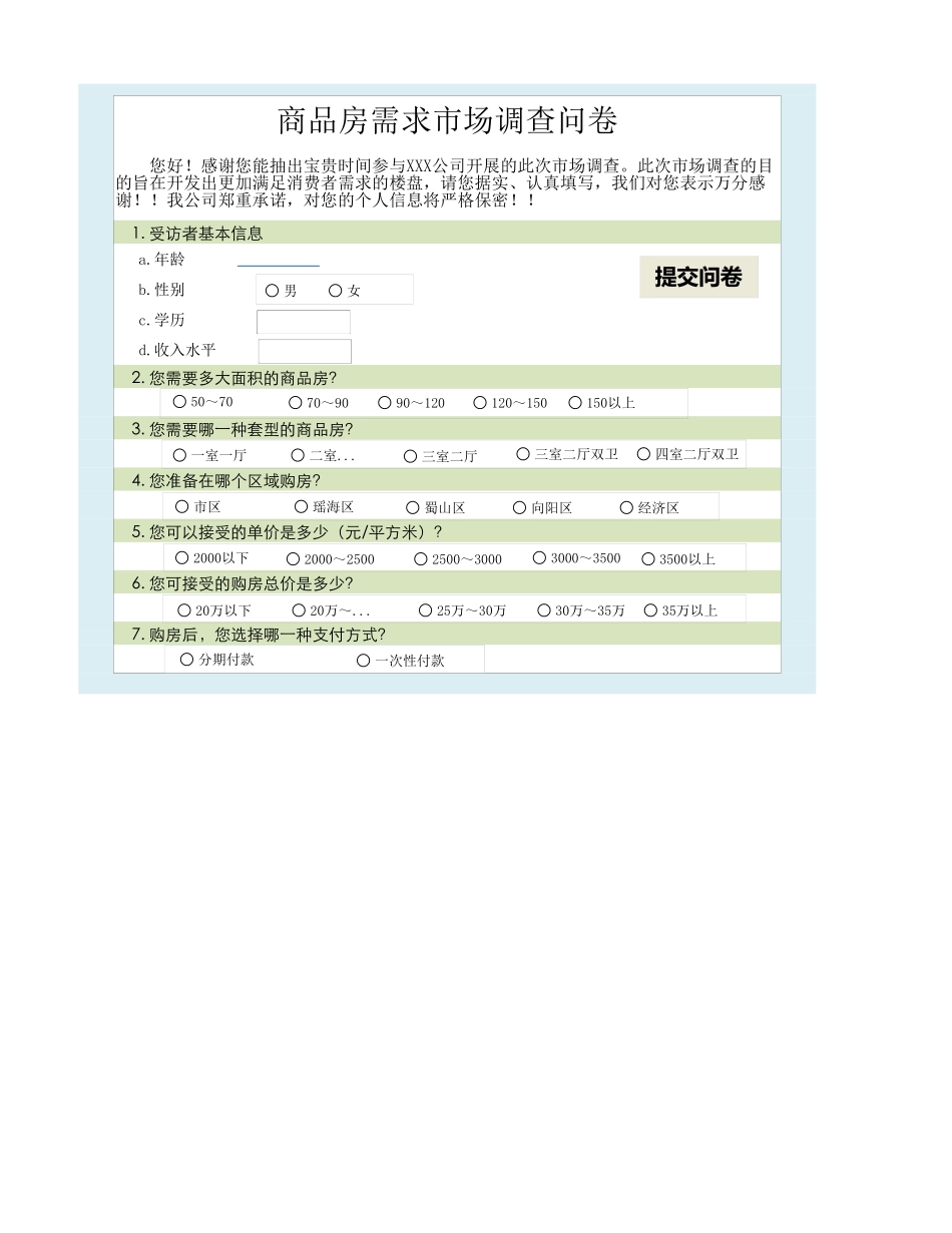 商品房需求市场调查结果与分析.xlsx_第1页