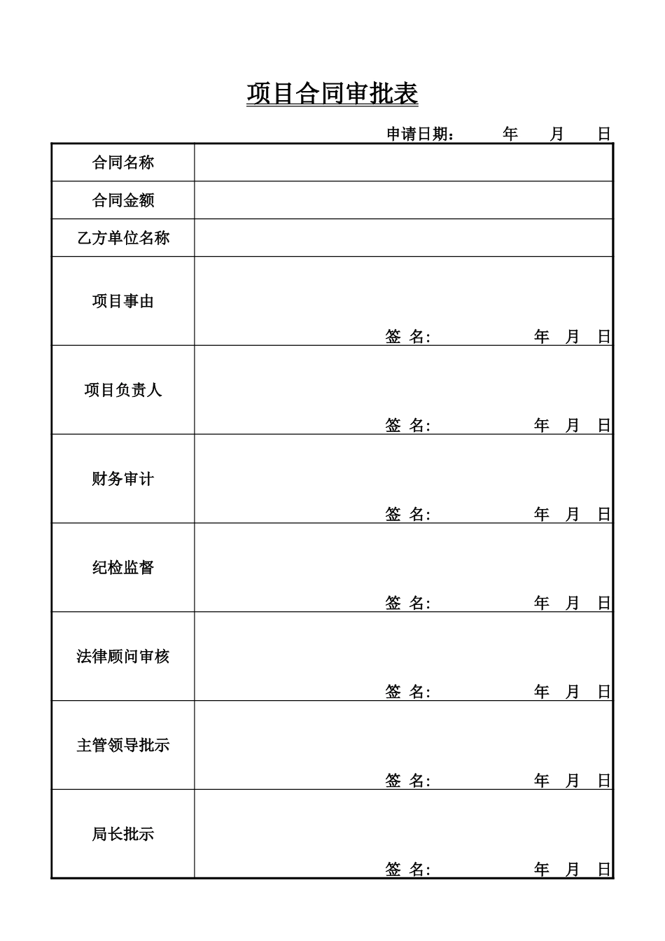 项目合同审批表.xlsx_第1页