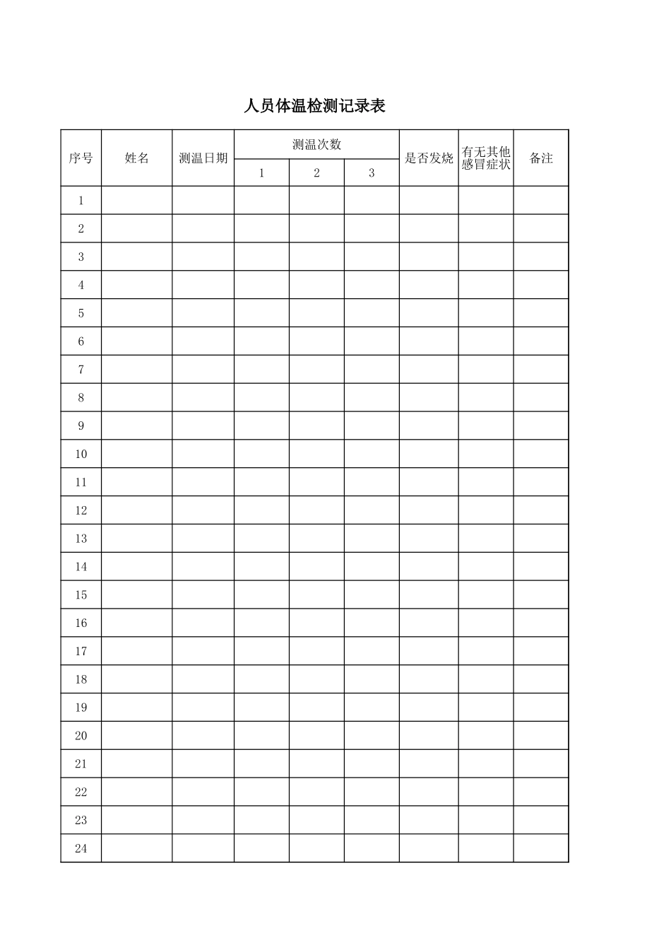 人员体温检测记录表.xls_第1页