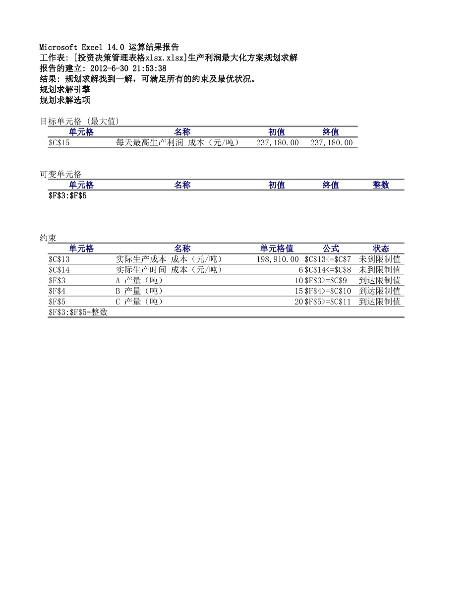 生产利润最化规划求解.xlsx_第1页