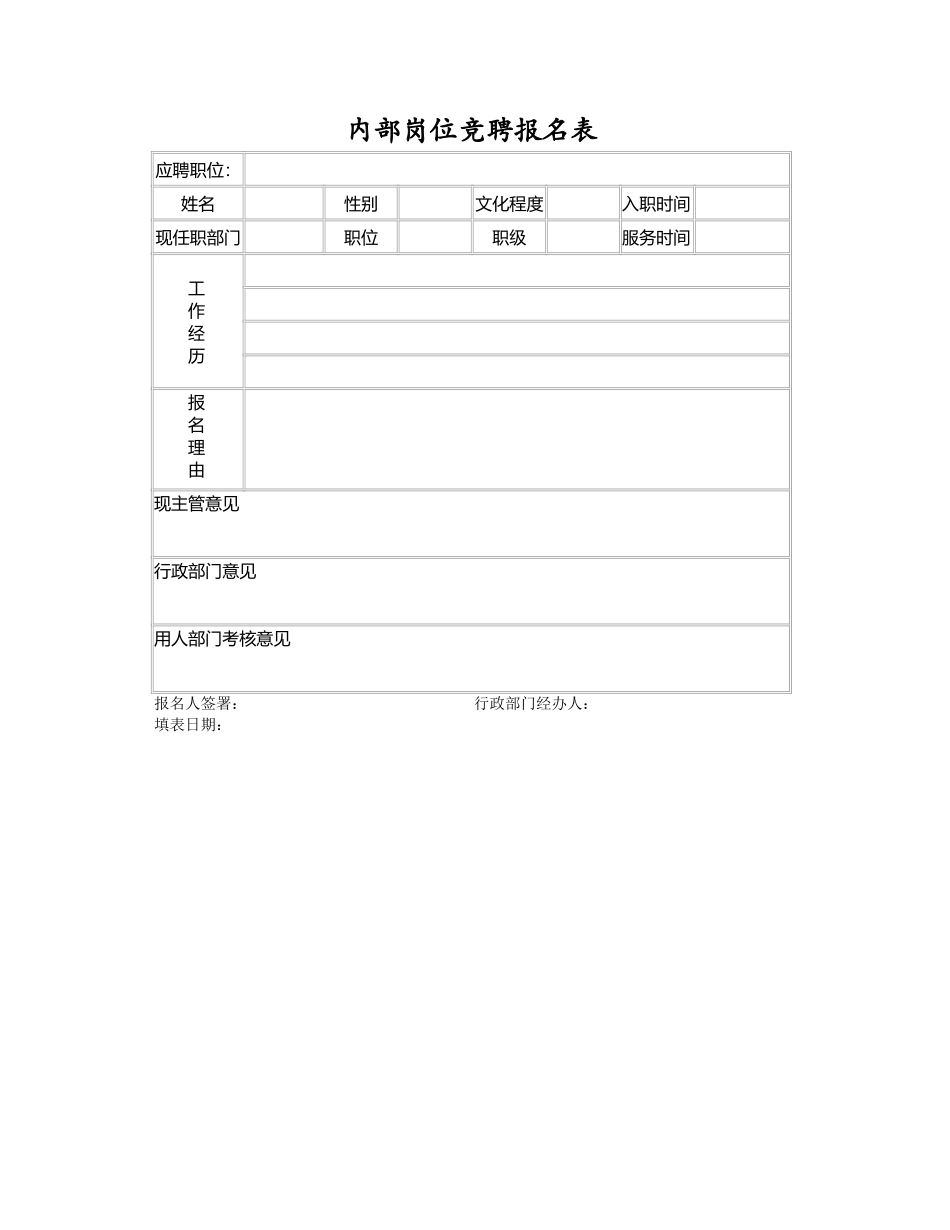 内部岗位竞聘报名表.xlsx_第1页