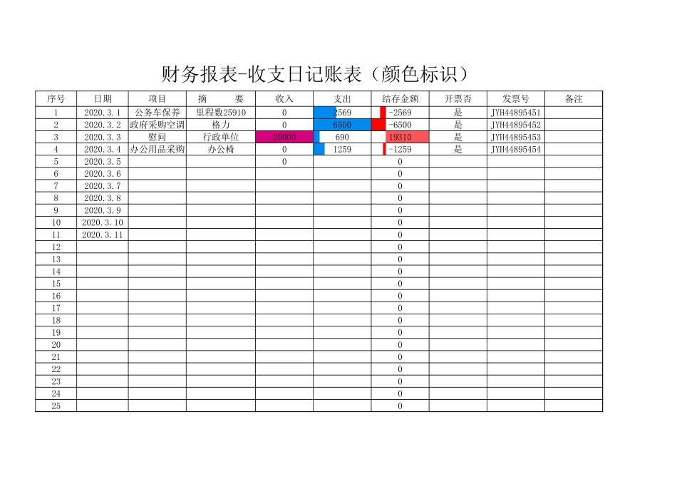 收支日记账表（颜色标识）.xlsx_第1页