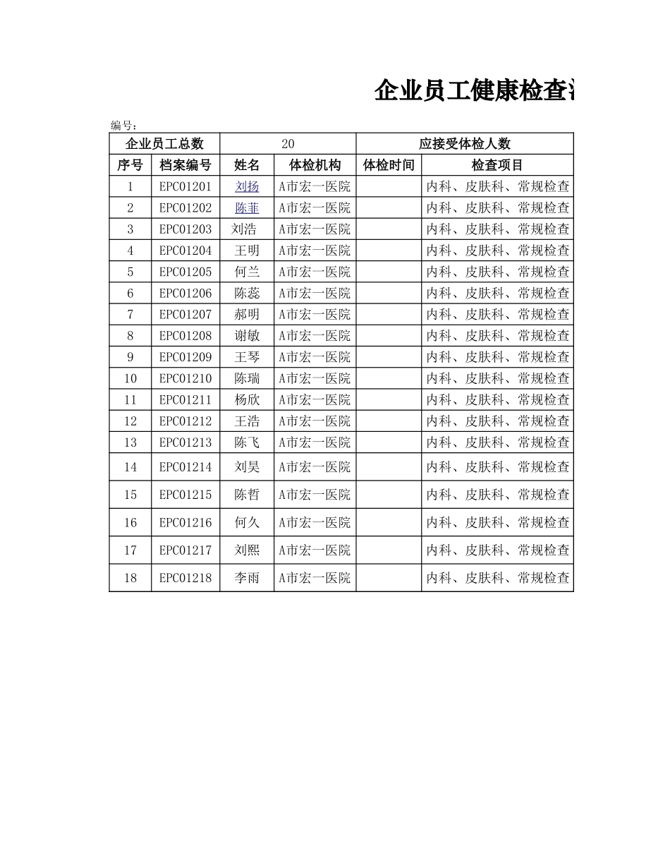 企业员工健康检查汇总表.xlsx_第1页