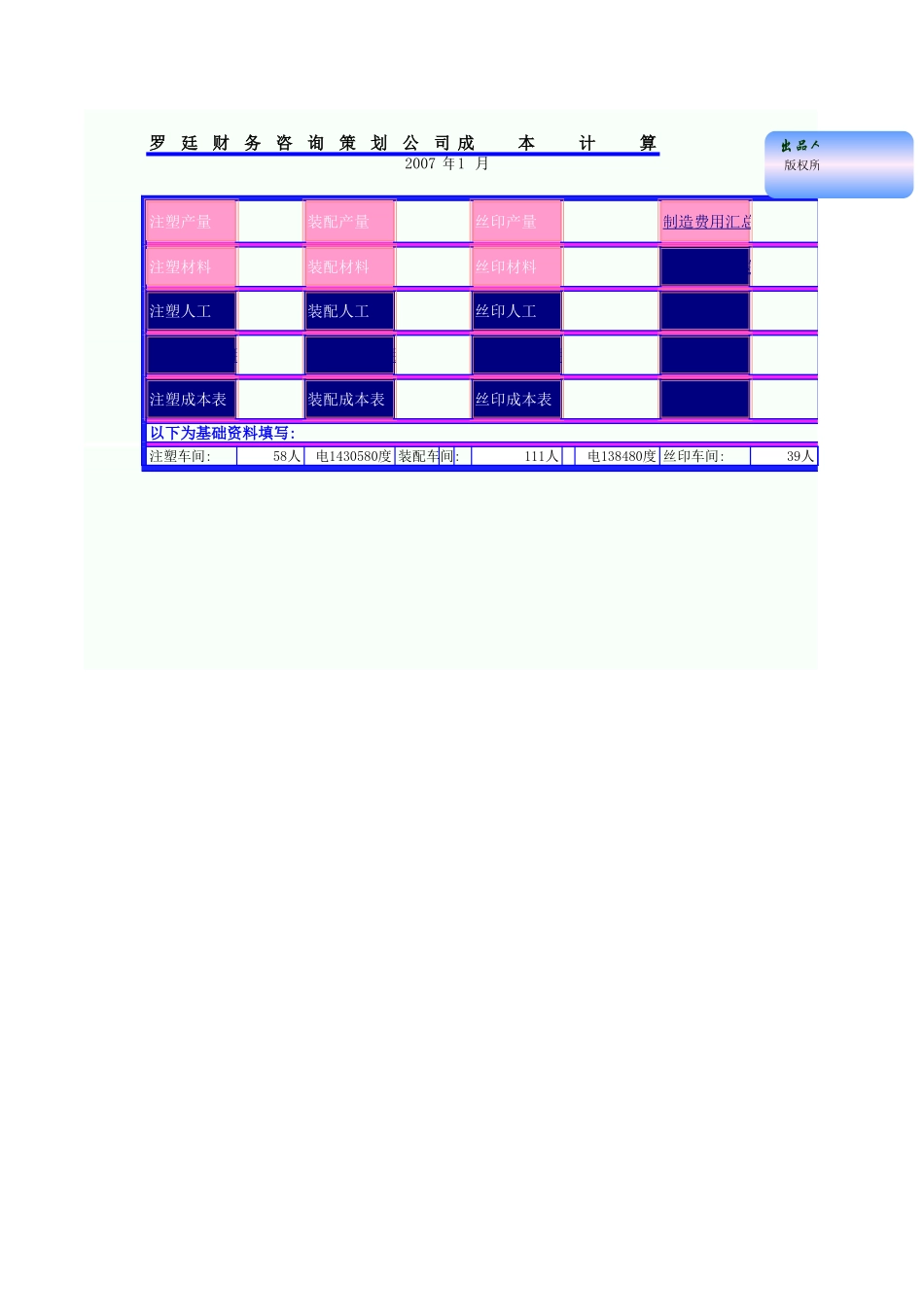 制造业成本核算模板.xls_第1页