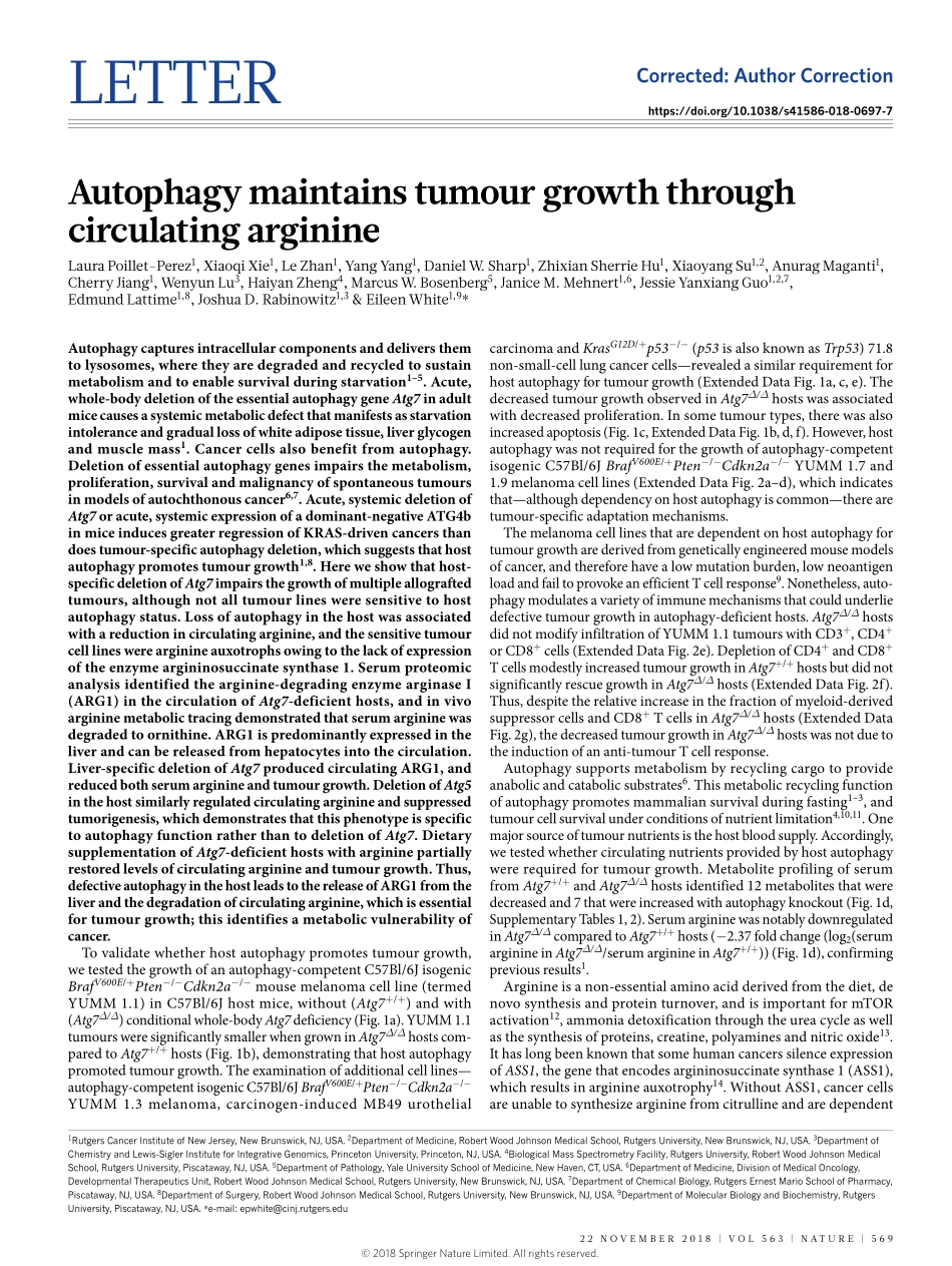 2018-Poillet-Perez-自噬通过循环精氨酸维持肿瘤生长.pdf_第1页