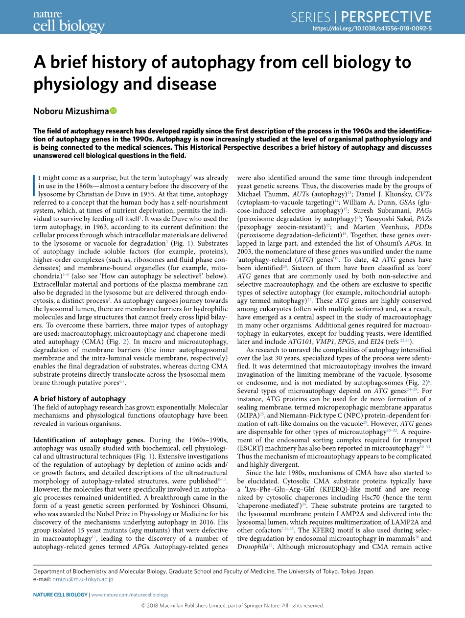 A brief history of autophagy from cell biology to physiology and disease.pdf_第1页