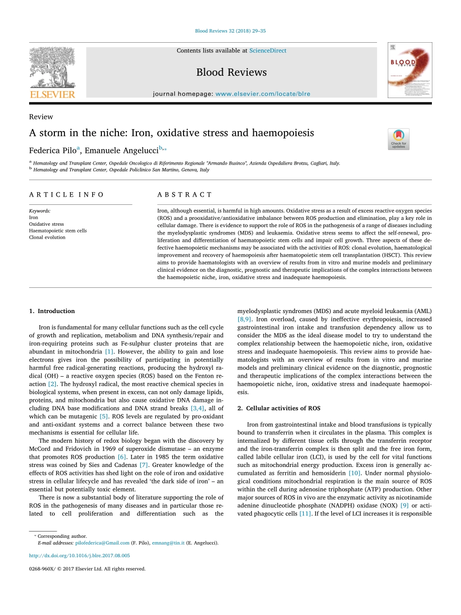 A storm in the niche- Iron, oxidative stress and haemopoiesis.pdf_第1页