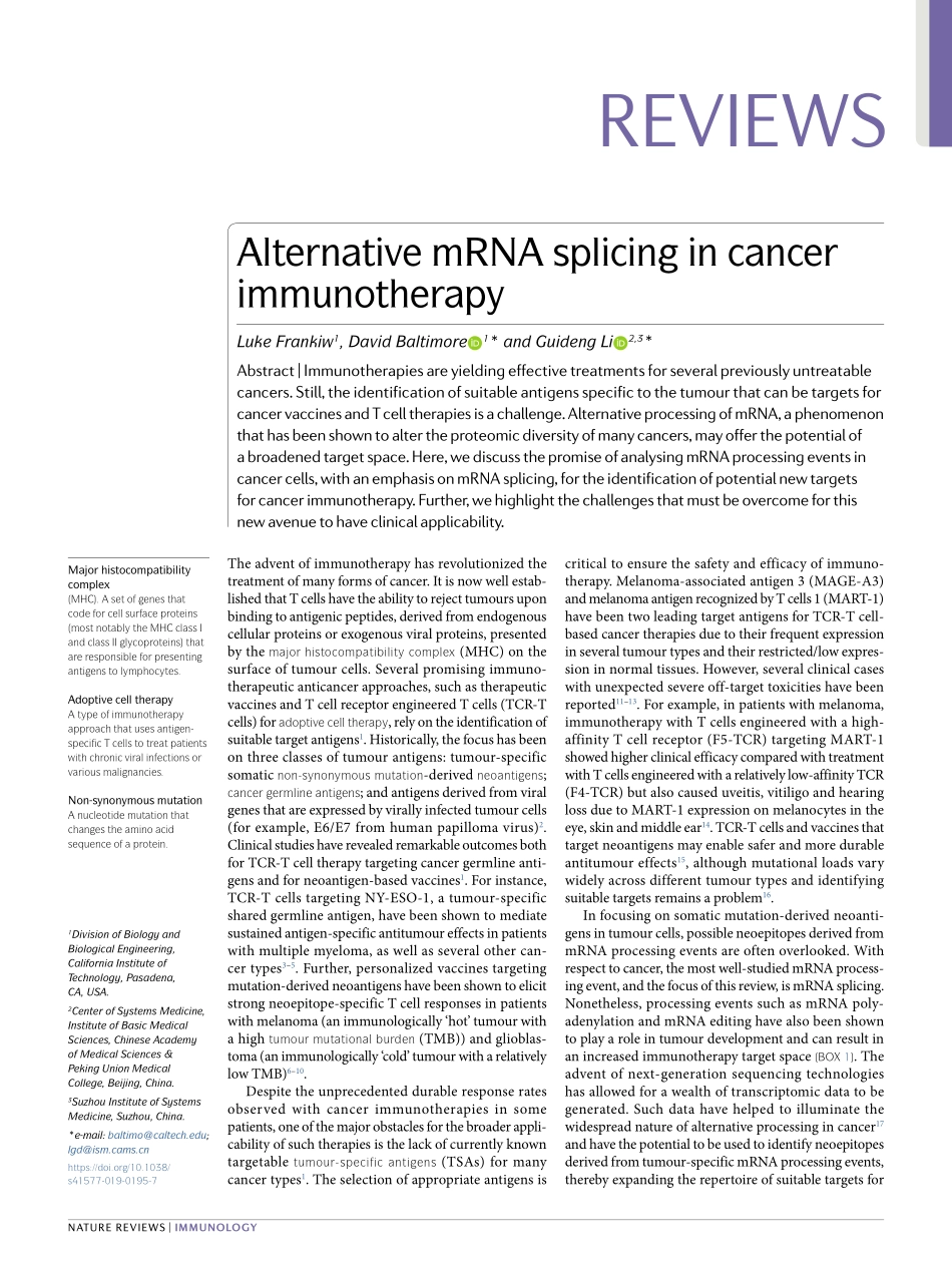 Alternative mRNA splicing in cancer immunother.pdf_第1页