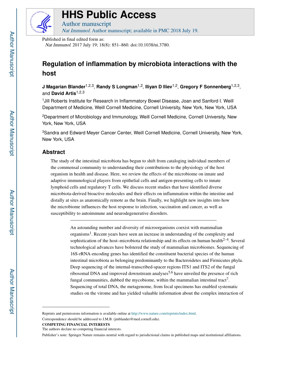 Blander-2017-Regulation of inflammation by mic.pdf_第1页