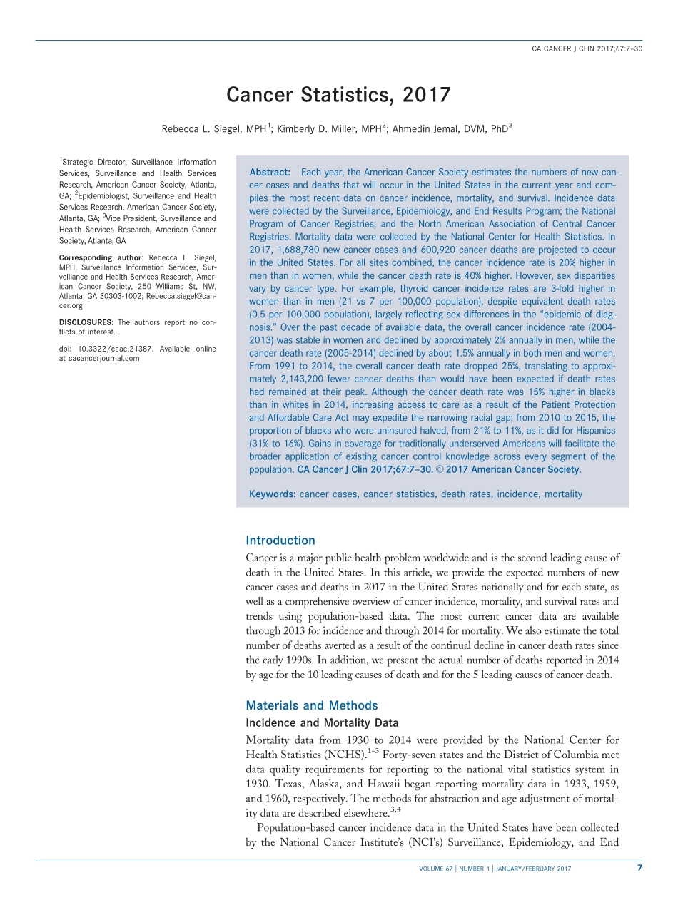 Cancer Statistics, 2017.pdf_第1页