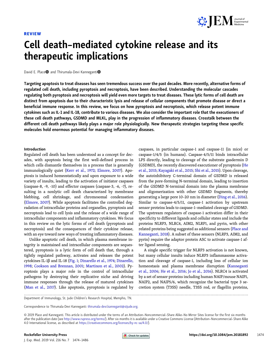 Cell death–mediated cytokine release and its t.pdf_第1页