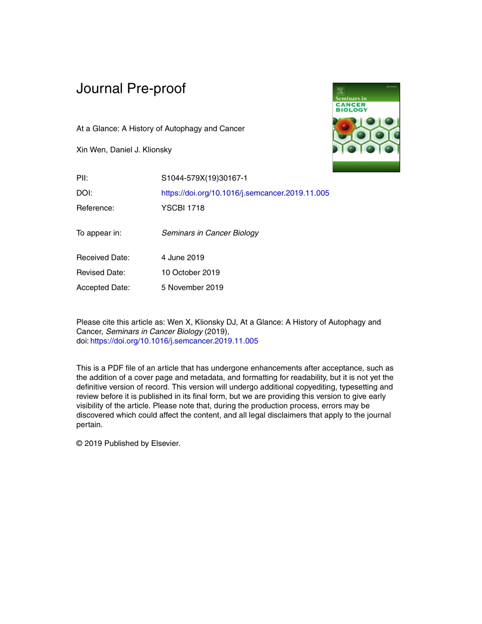 At a Glance A History of Autophagy and Cancer.pdf_第1页