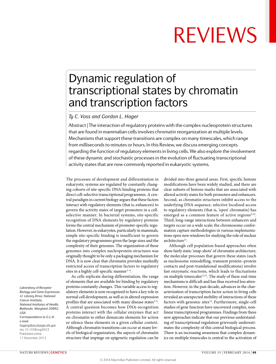 Dynamic regulation of transcriptional states by chromatin and transcription factors.pdf_第1页