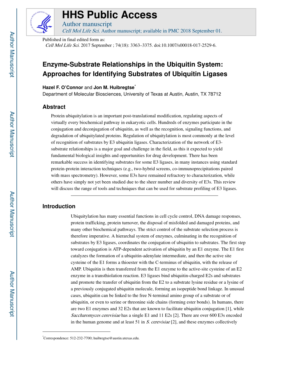 Enzyme-Substrate Relationships in the Ubiquitin System-Approaches for Identifying Substrates of Ubiquitin Ligases.pdf_第1页