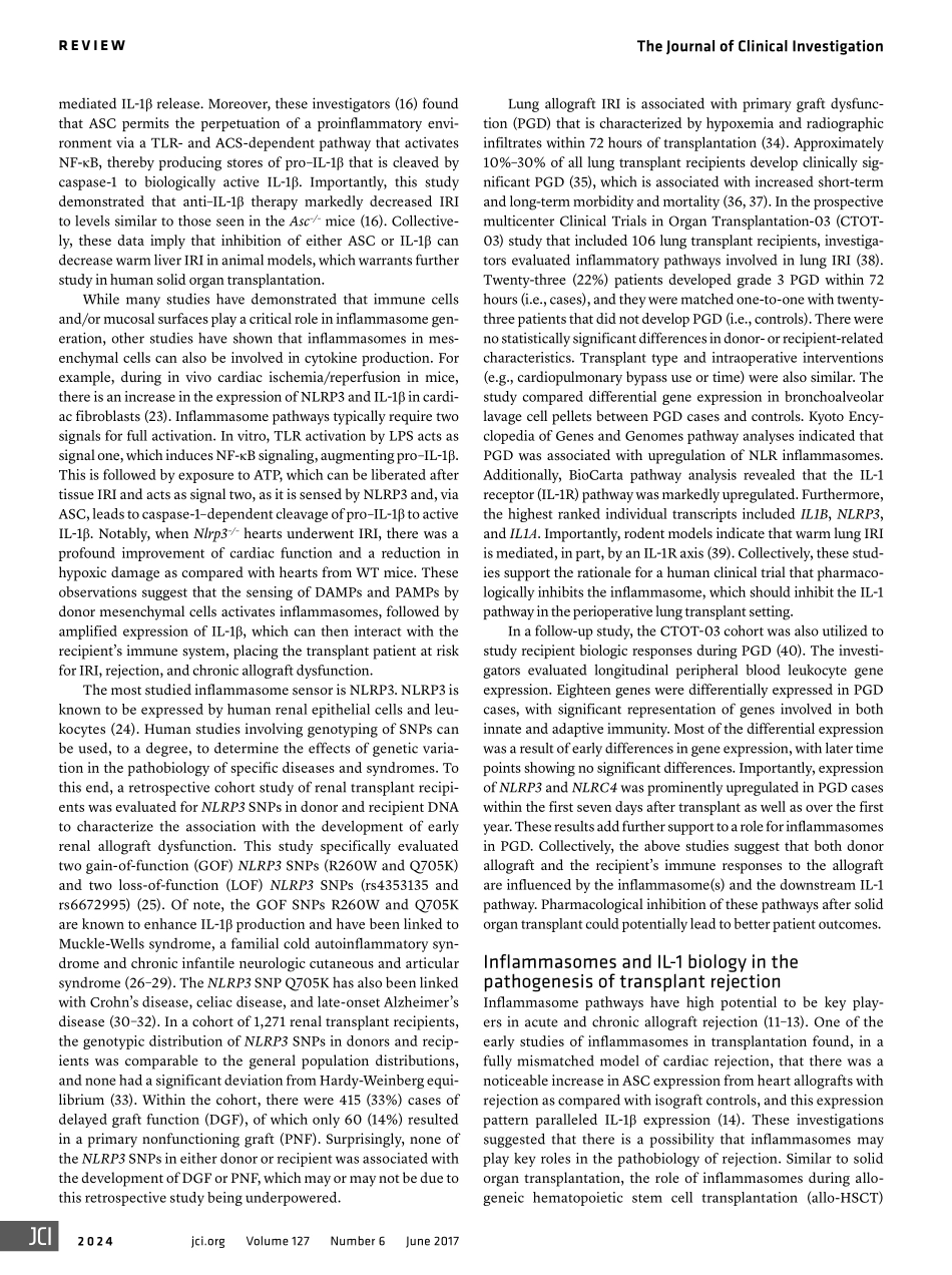 Inflammasomes and IL-1 biology in the pathogenesis of allograft dysfunction.pdf_第3页