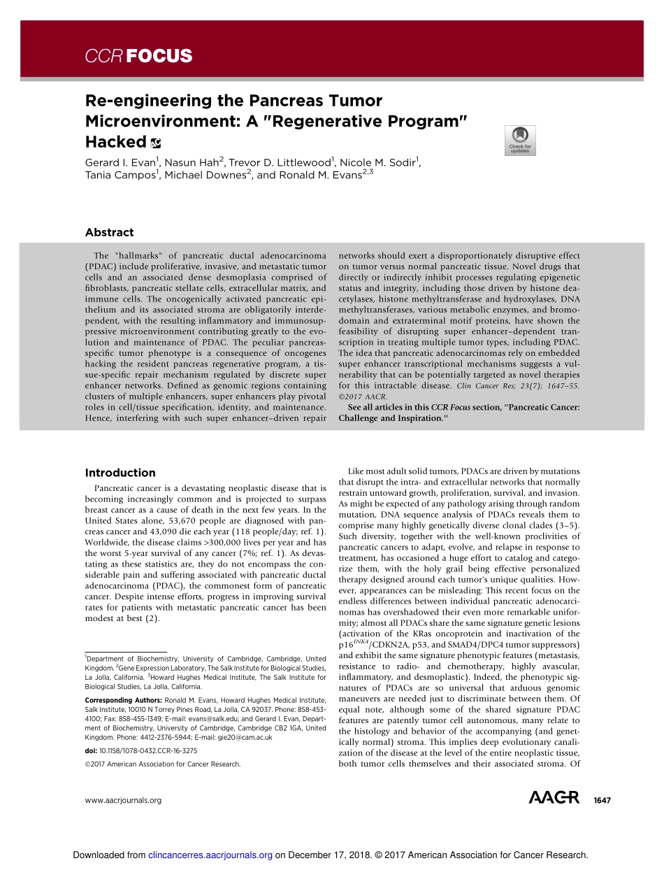 Evan-2017-Re-engineering the Pancreas Tumor Mi.pdf_第1页