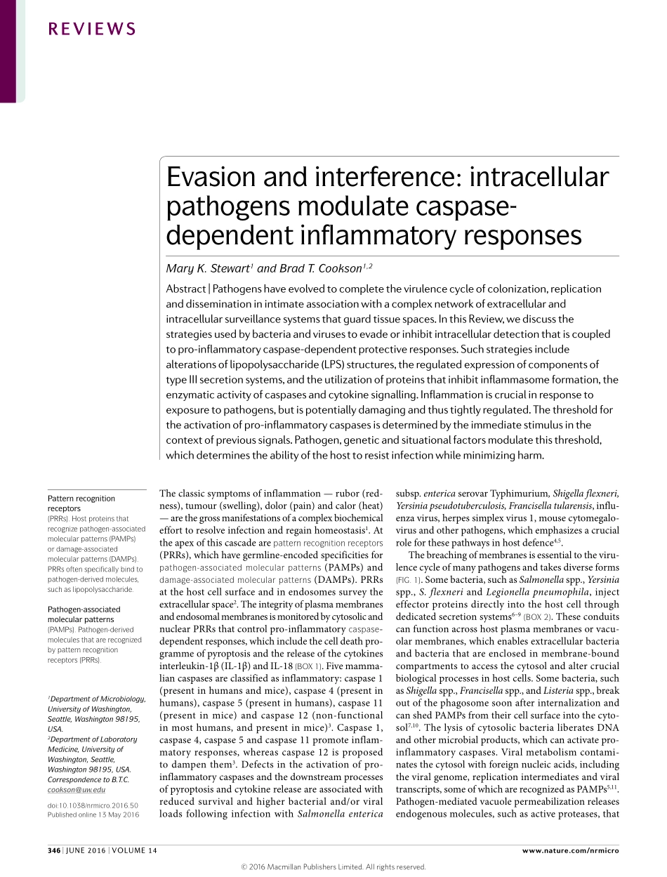 Evasion and interference-intracellular pathogens modulate caspasedependent inflammatory responses.pdf_第1页