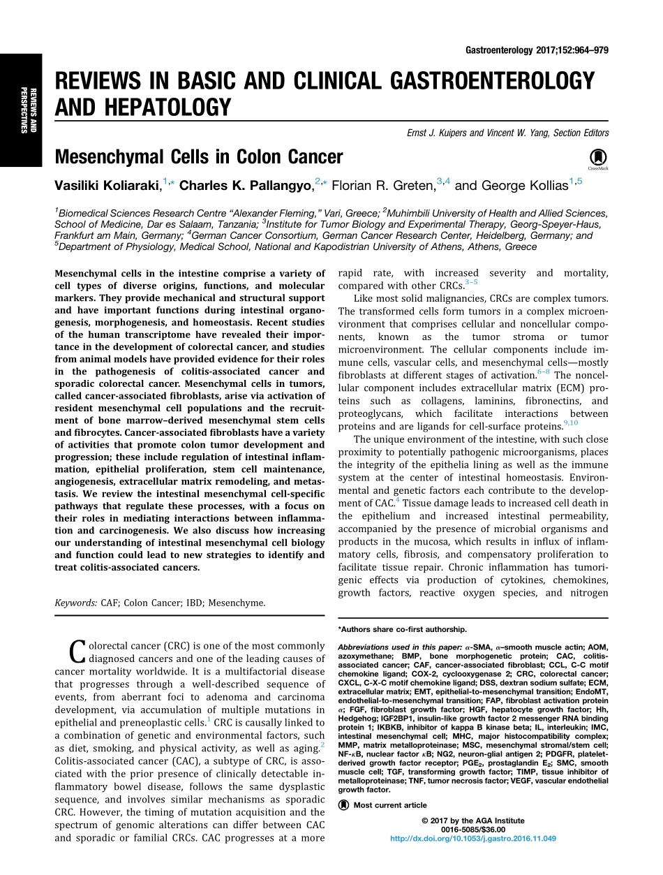 Koliaraki-2017-Mesenchymal Cells in Colon Canc.pdf_第1页