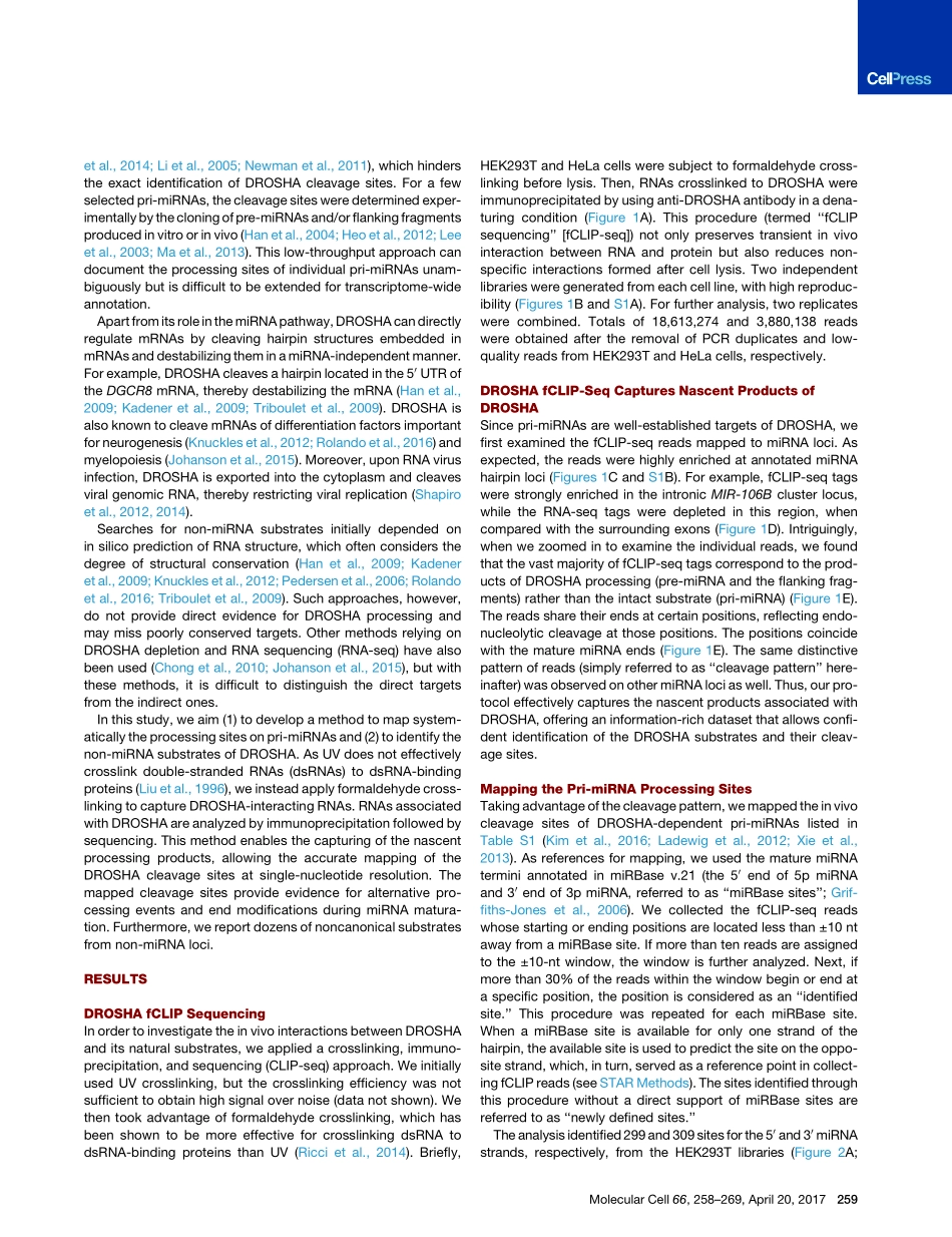 Genome-wide Mapping of DROSHA Cleavage Sites on Primary MicroRNAs and Noncanonical Substrates.pdf_第3页