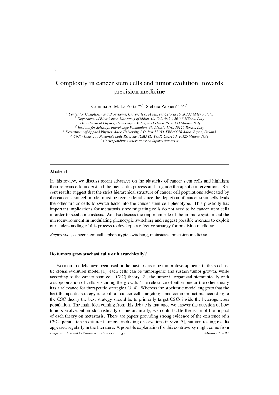 La Porta-2017-Complexity in cancer stem cells.pdf_第1页