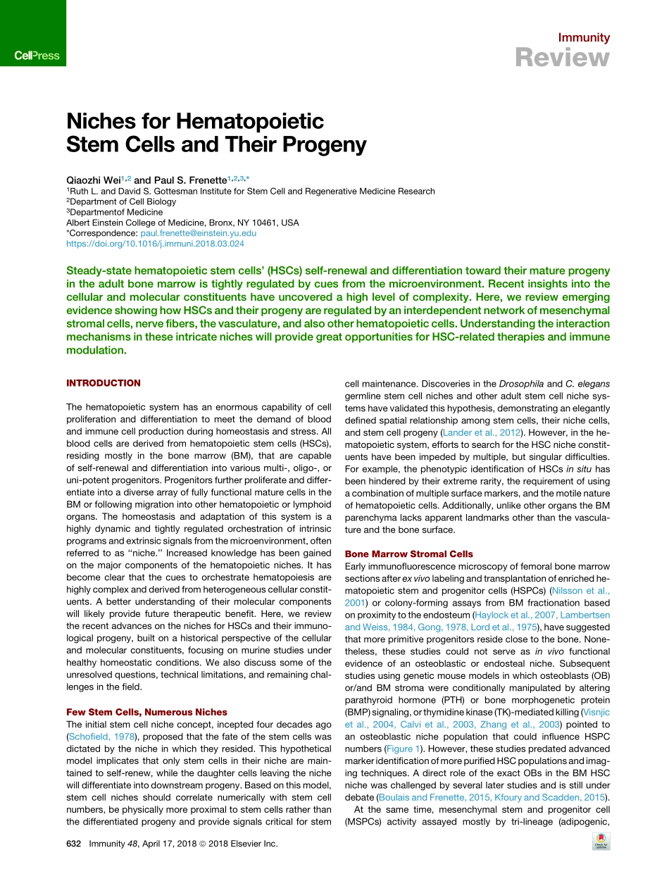 Niches for Hematopoietic Stem Cells and Their.pdf_第1页
