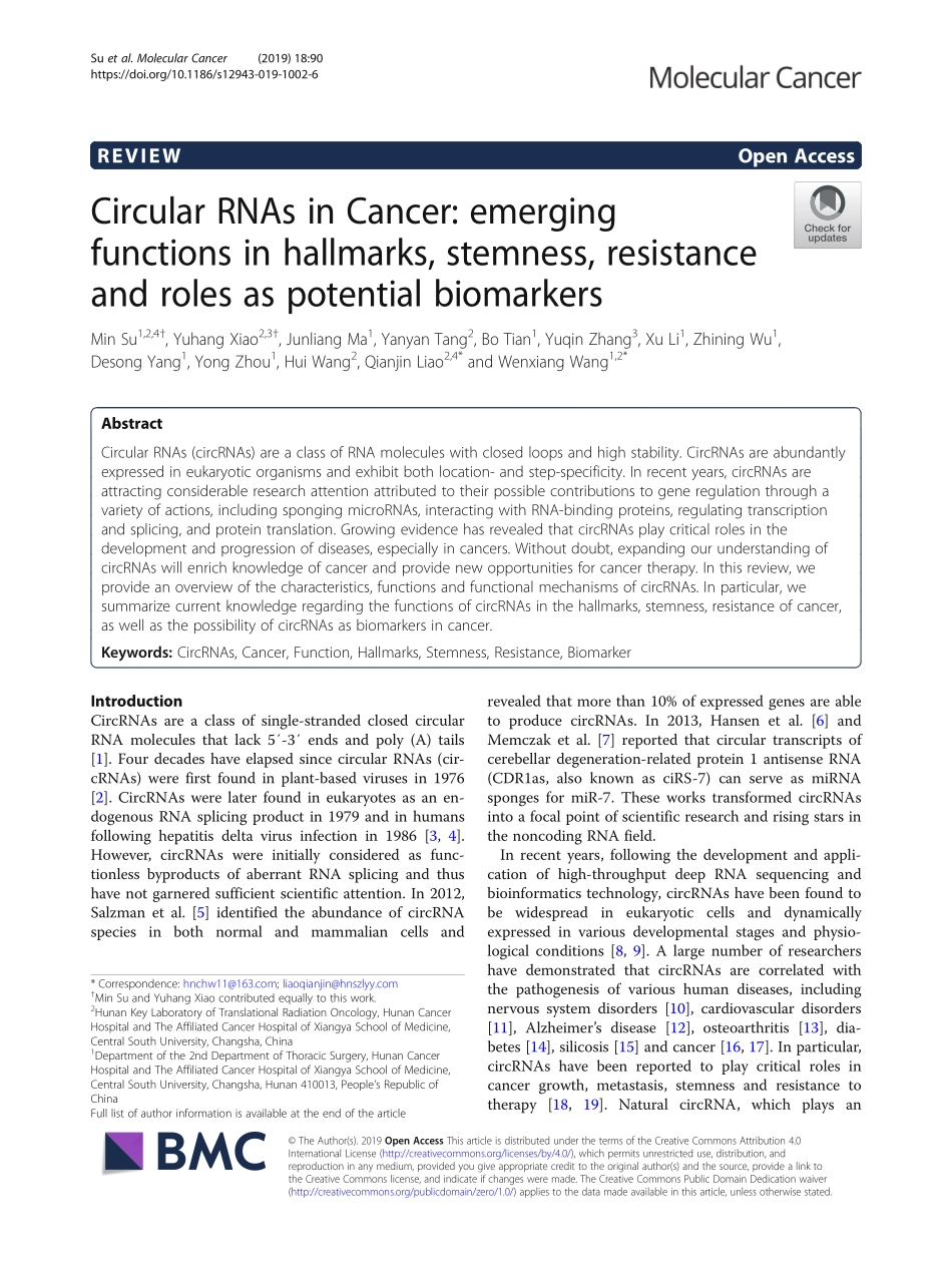 Circular RNAs in Cancer emerging functions in.pdf_第1页