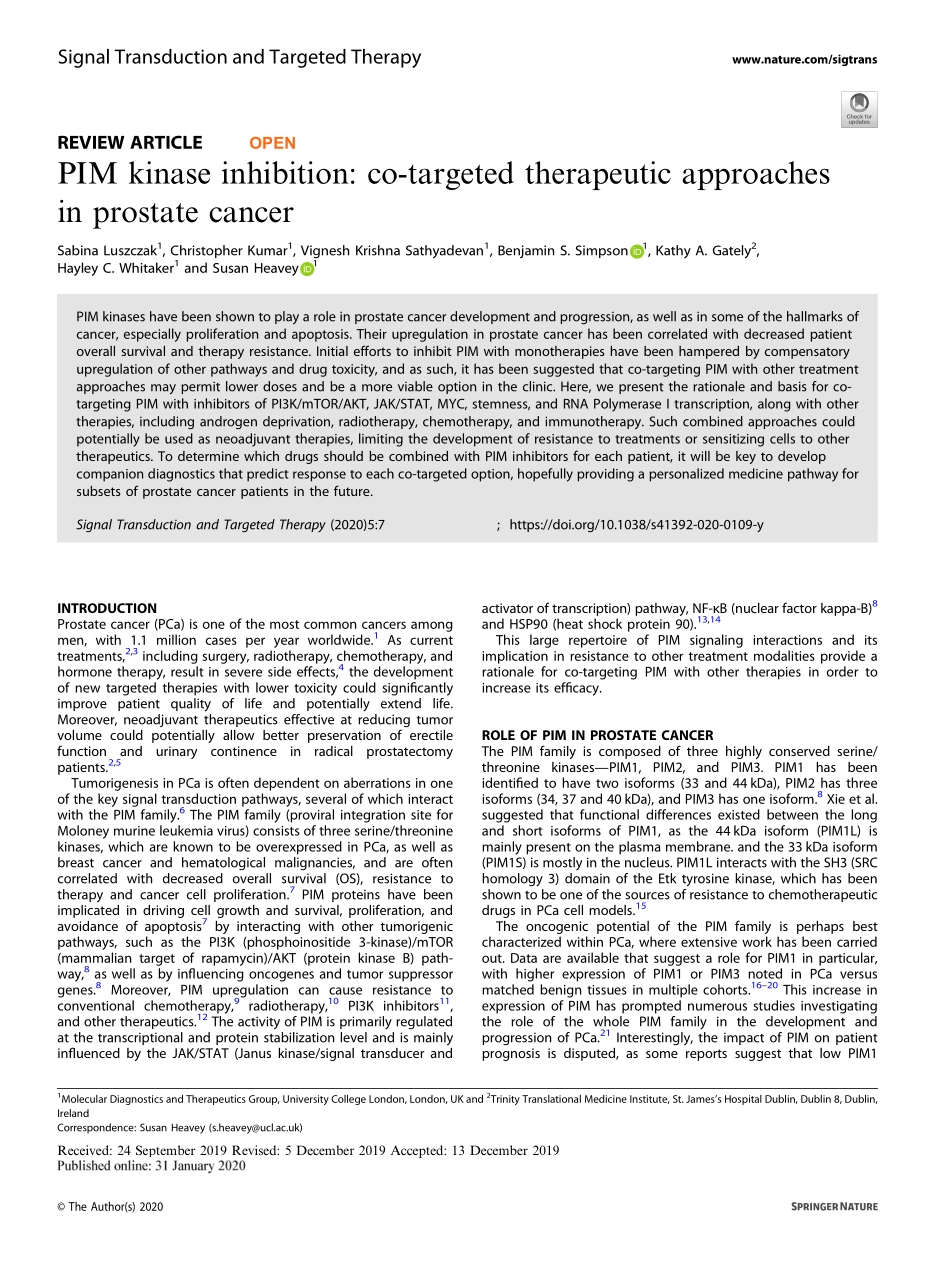 PIM kinase inhibition co-targeted therapeutic.pdf_第1页