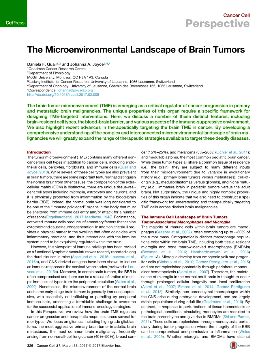 Quail-2017-The Microenvironmental Landscape of.pdf_第1页
