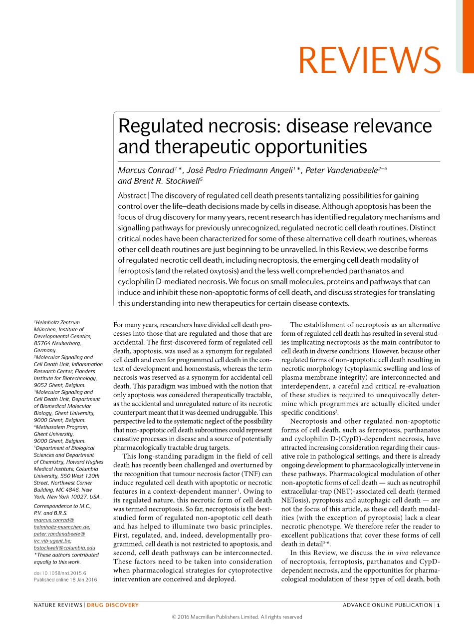Regulated necrosis-disease relevance and therapeutic opportunities.pdf_第1页