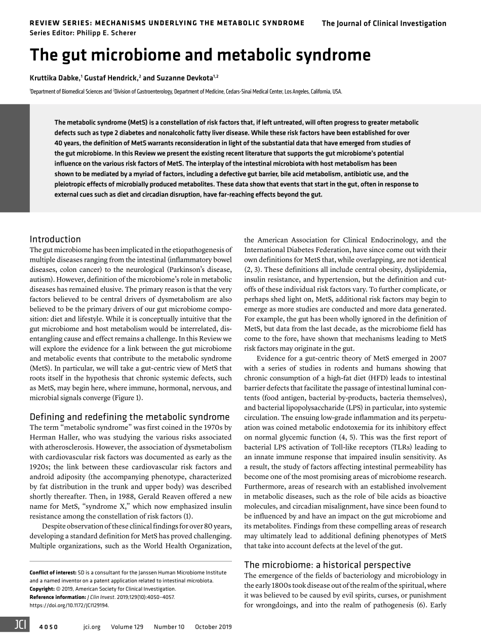 The gut microbiome and metabolic syndrome .pdf_第1页