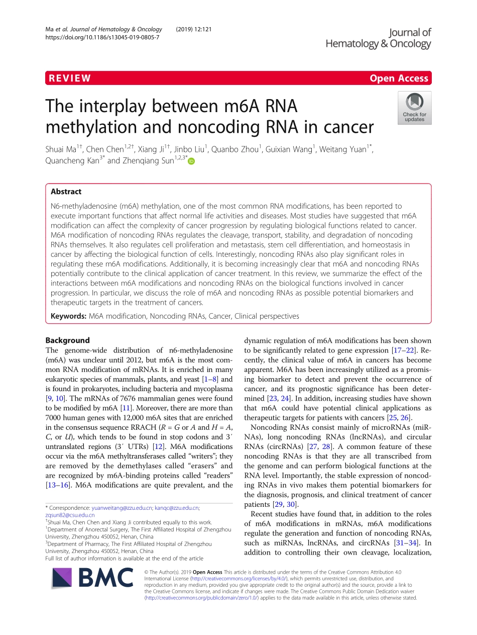 The interplay between m6A RNA methylation and.pdf_第1页