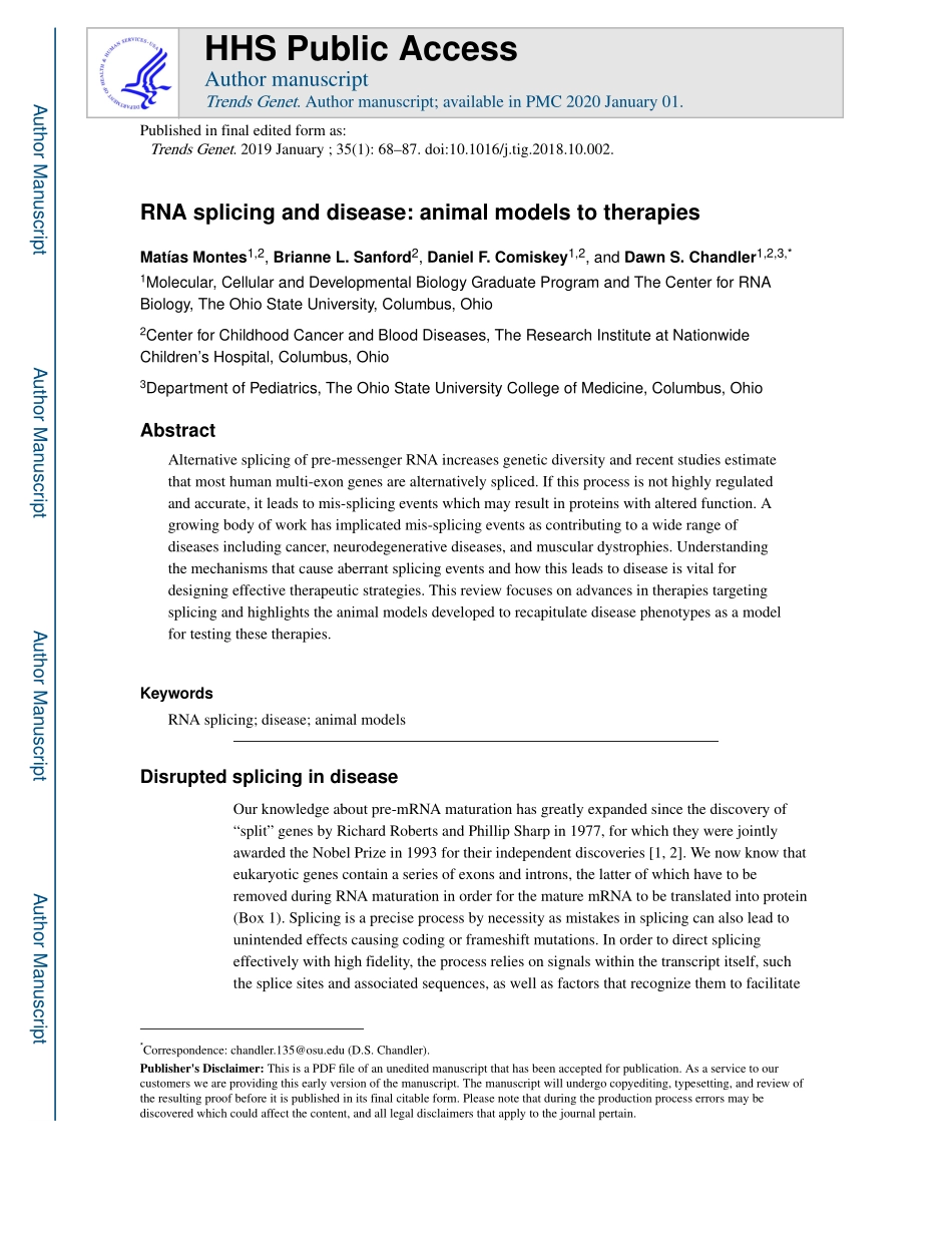 RNA splicing and disease animal models to ther.pdf_第1页