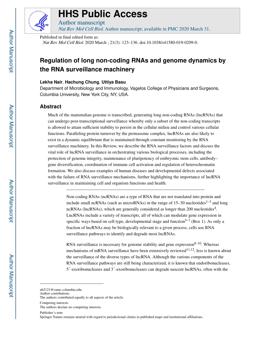Regulation of long non-coding RNAs and genome.pdf_第1页